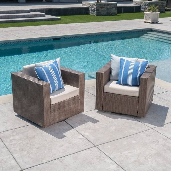 Puerta Outdoor Cushioned Swivel Club Chair (Set of 2) by Christopher