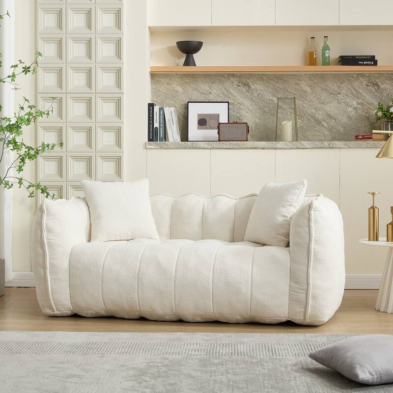 66-Inch Chenille Upholstered Loveseat with Pillows