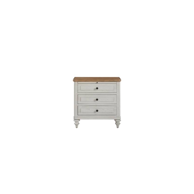 3 Drawer Nightstand with USB - Cement and Sand - White