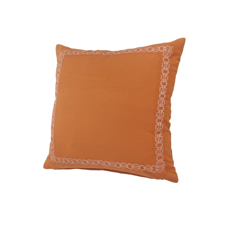 Handwoven Embroidered Border Square Throw Pillow - 20" - Cinnamon Orange