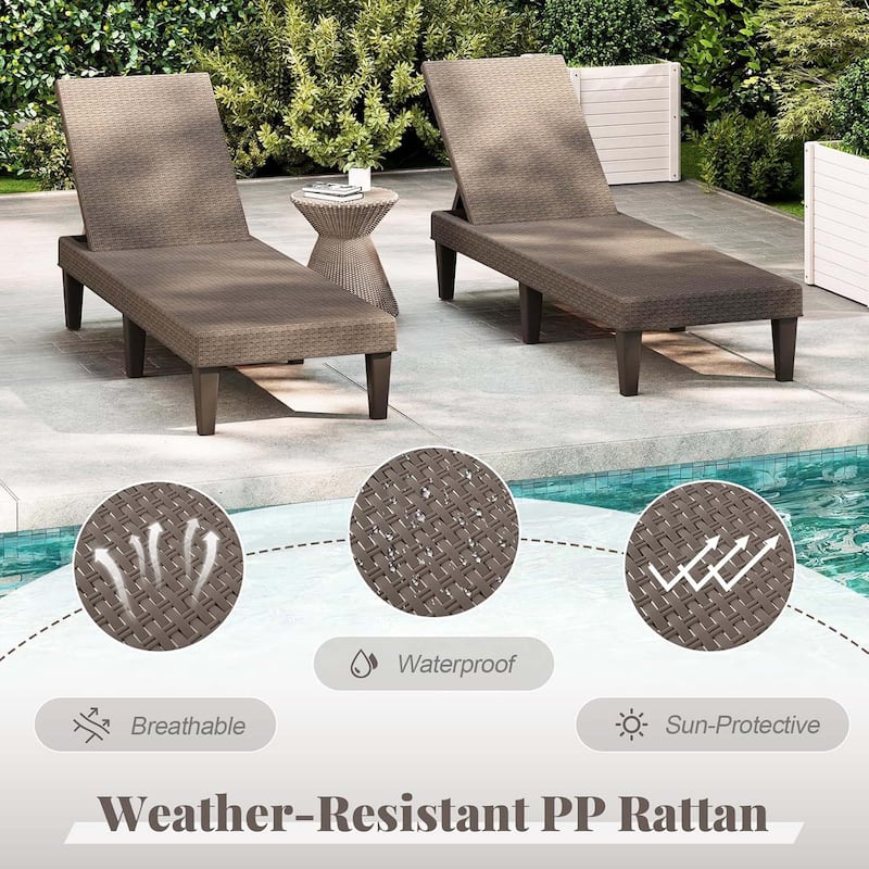 1/2 PCS Chaise Lounge Chair Outdoor Rattan Recliner Lounger