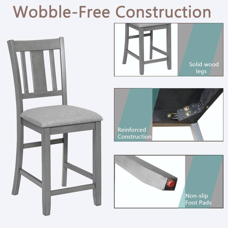 Set of 4 Counter Height Dining Chairs with Padded Seats