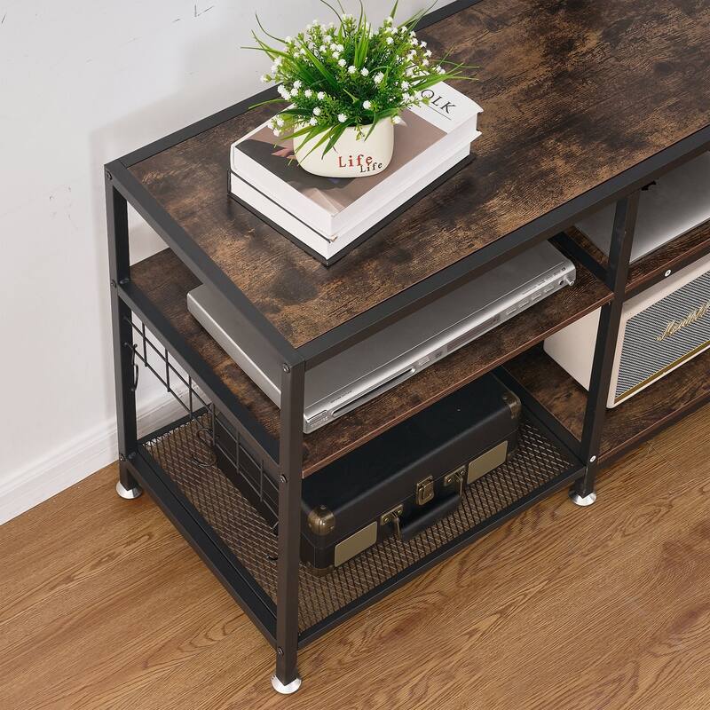 VECELO TV Stand with Mount and Power Outlet, Swivel TV Stand Mount for 32~70 inch TVs, Height Adjustable TV Entertainment Center