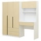 preview thumbnail 5 of 20, 3-Door Wooden Storage Desk Wardrobe for Bedroom with Shelves and 3 Drawers