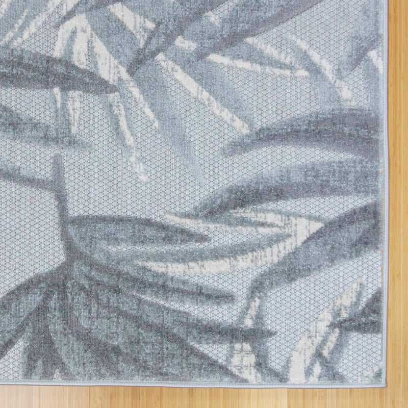Gertmenian Fosel Bumba Grey Tropical Floral Leaf High-Low Indoor/ Outdoor Area Rug