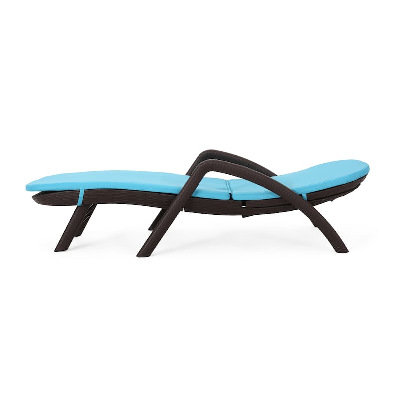 Outdoor Chaise Lounge Chair with Cushion, Adjustable Backrest Recliner Sun Lounger