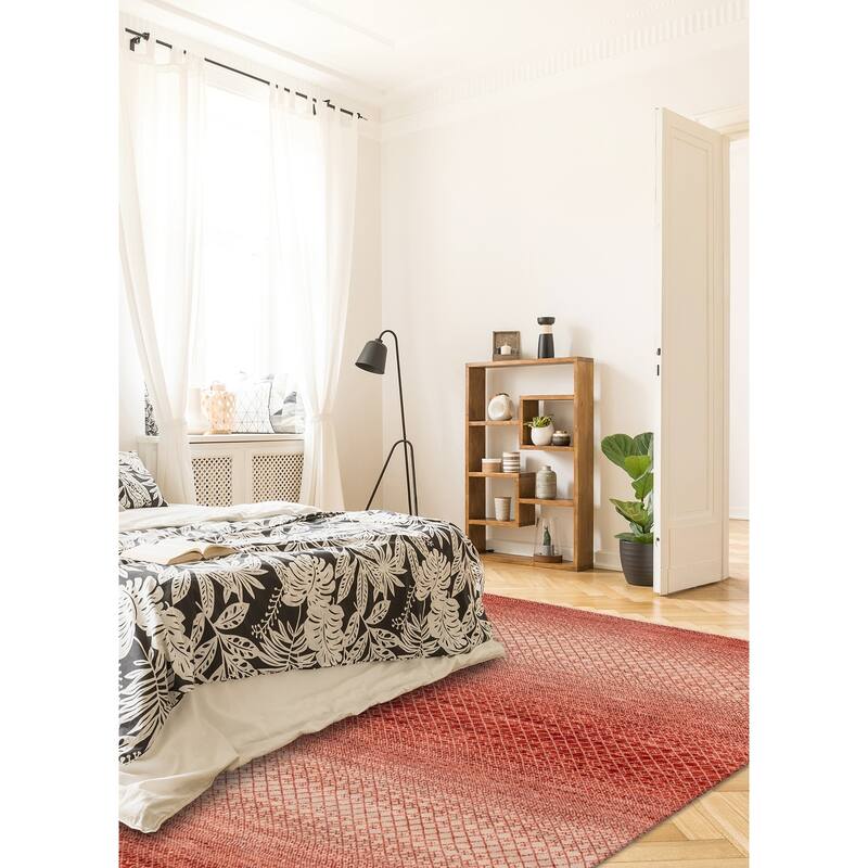 ECARPETGALLERY Hand-knotted Silk Shadow Dark Copper Wool Rug - 6' 6" x 9' 3"