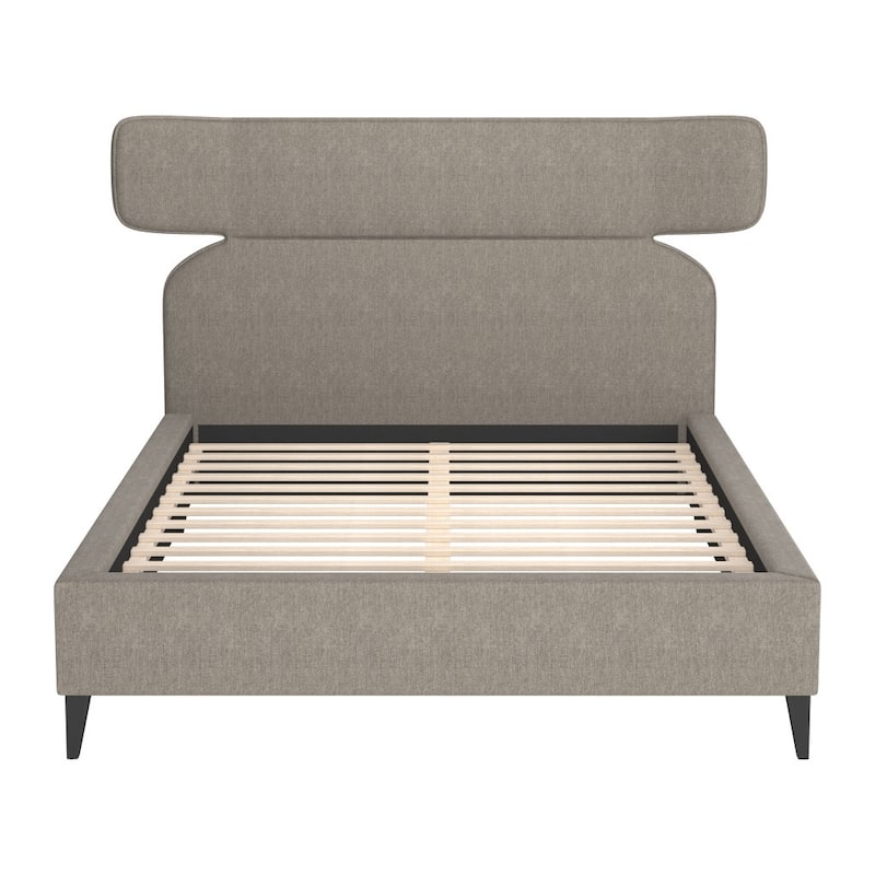 HomeRoots Brown Solid Wood And Upholstery Queen Bed Frame