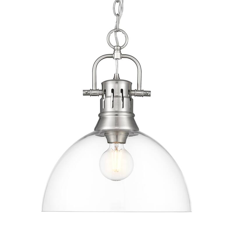 Yep by Golden Lighting Duncan 1-light 14in chain hung Pendant in Pewter and Clear Glass
