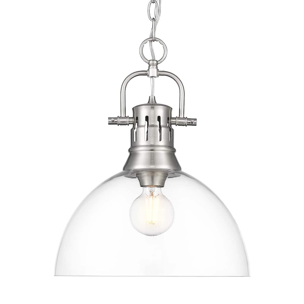 Yep by Golden Lighting Duncan 1-light 14in chain hung Pendant in Pewter and Clear Glass