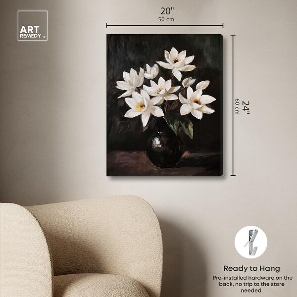 Chiaroscuro Flowers Canvas by Art Remedy, Gallery Wrapped - Bed