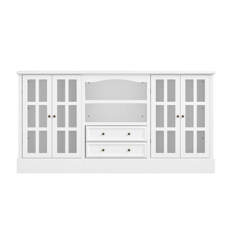 Bookshelves Buffet Sideboard Cabinet with Glass Doors 78.7" Large Storage Cabinet Kitchen Dining Room Storage Console