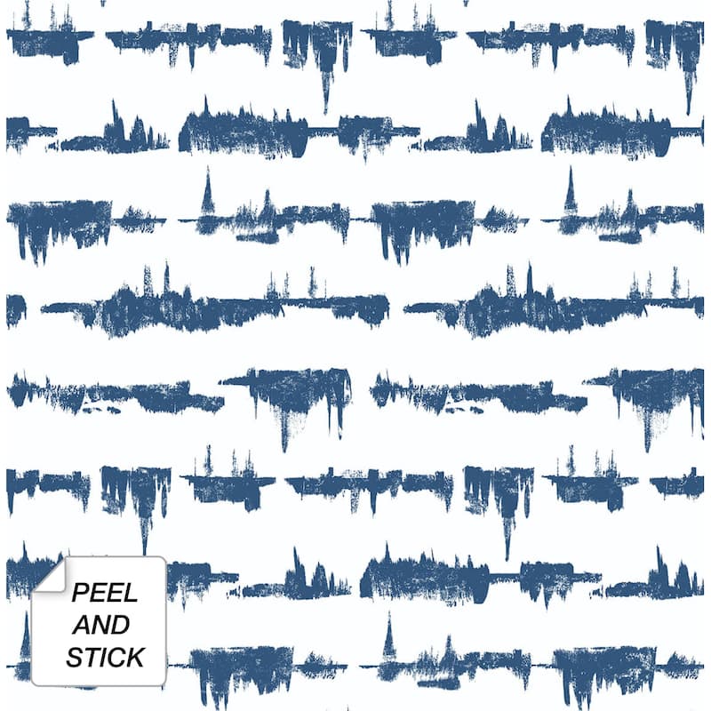 NextWall Lifeline Abstract Peel and Stick Removable Wallpaper - 20.5 in. W x 18 ft. L - Navy Blue