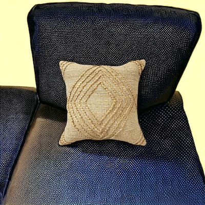 22" X 22" Brown Jute Diamond Throw Pillow