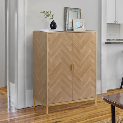 Anmytek 2 Door Modern Wood Buffet Sideboard Accent Storage Cabinet with Adjustable Shelves