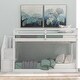 preview thumbnail 14 of 16, Twin over Twin Floor Kids Bunk Bed, Ladder with Storage, Gray
