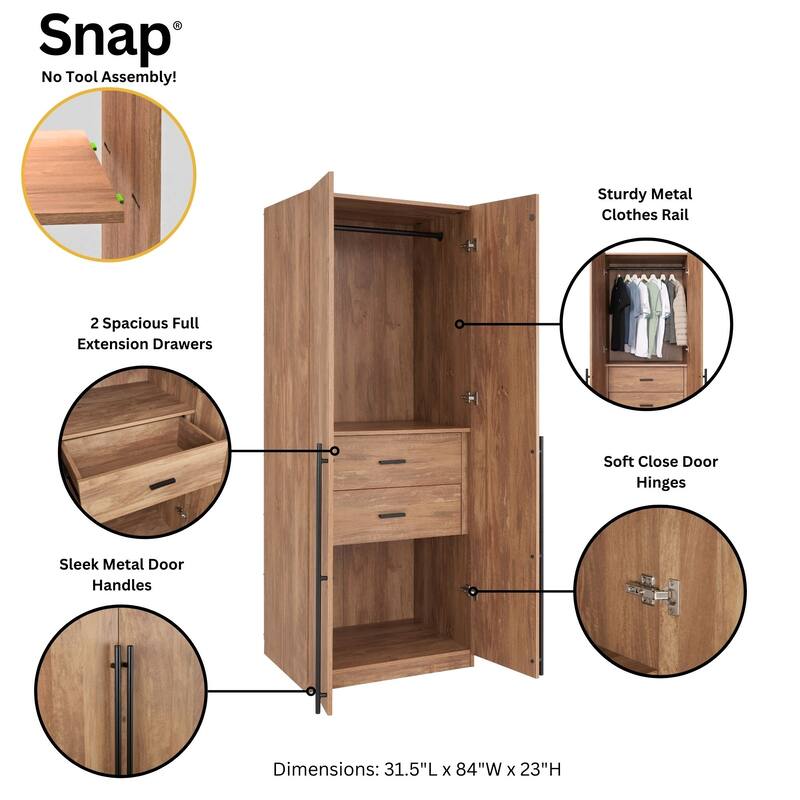 Manhattan Comfort Lee Modern 2.0 Freestanding Wardrobe Closet Armoire Set of 3