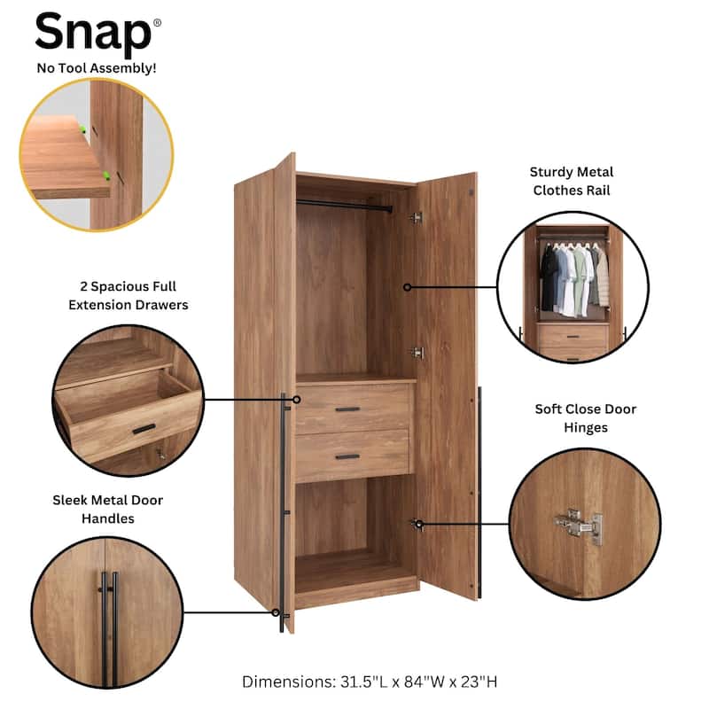 Manhattan Comfort Lee Modern Freestanding 3-Piece Module Wardrobe Closet Armoire