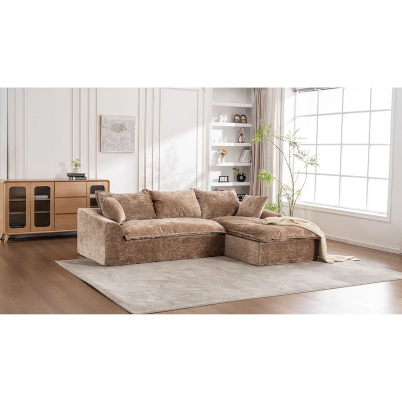 103" L-Shaped Cloud Sectional Sofa with Chaise, Upholstered Boneless Couches for Living Room, Modern Modular Chenille Sofa