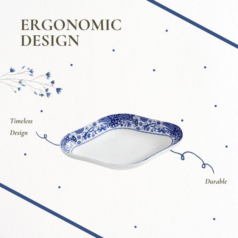 Spode Blue Italian Brocato Diamond Dish - 8.5" x 5.5" H