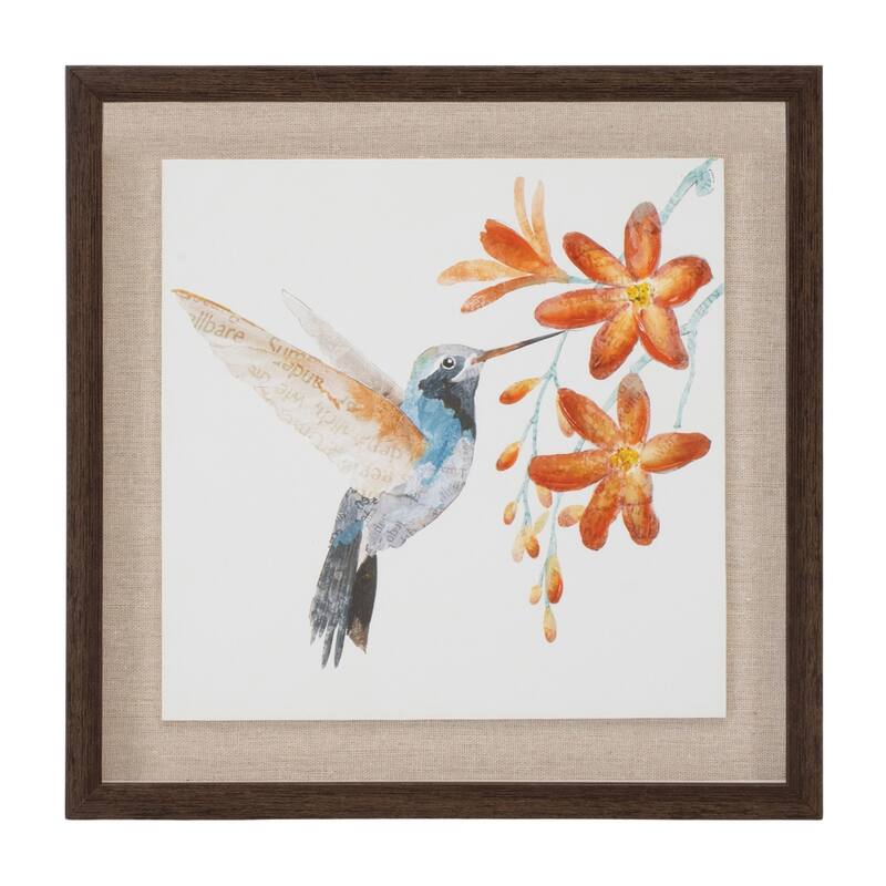 Framed Hummingbird Floral Print (Set of 2)