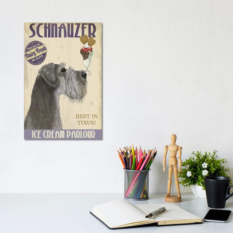 iCanvas "Schnauzer, Grey, Ice Cream" by Fab Funky Canvas Print - 12x8x0.75