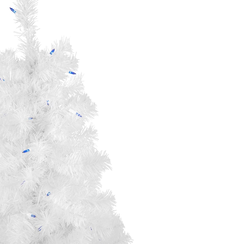 4' Pre-Lit Slim White Pine Artificial Christmas Tree - Blue Lights - 4 Foot