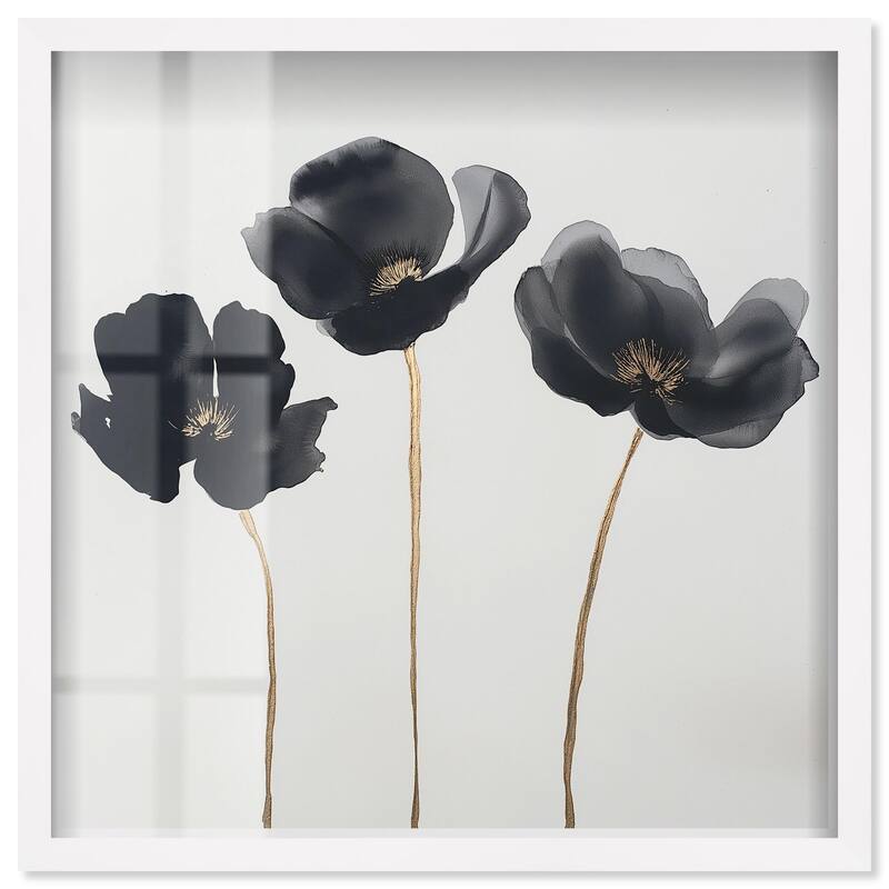 Nocturnal Flowers II Shadowbox by Art Remedy - White - 40" x 40"
