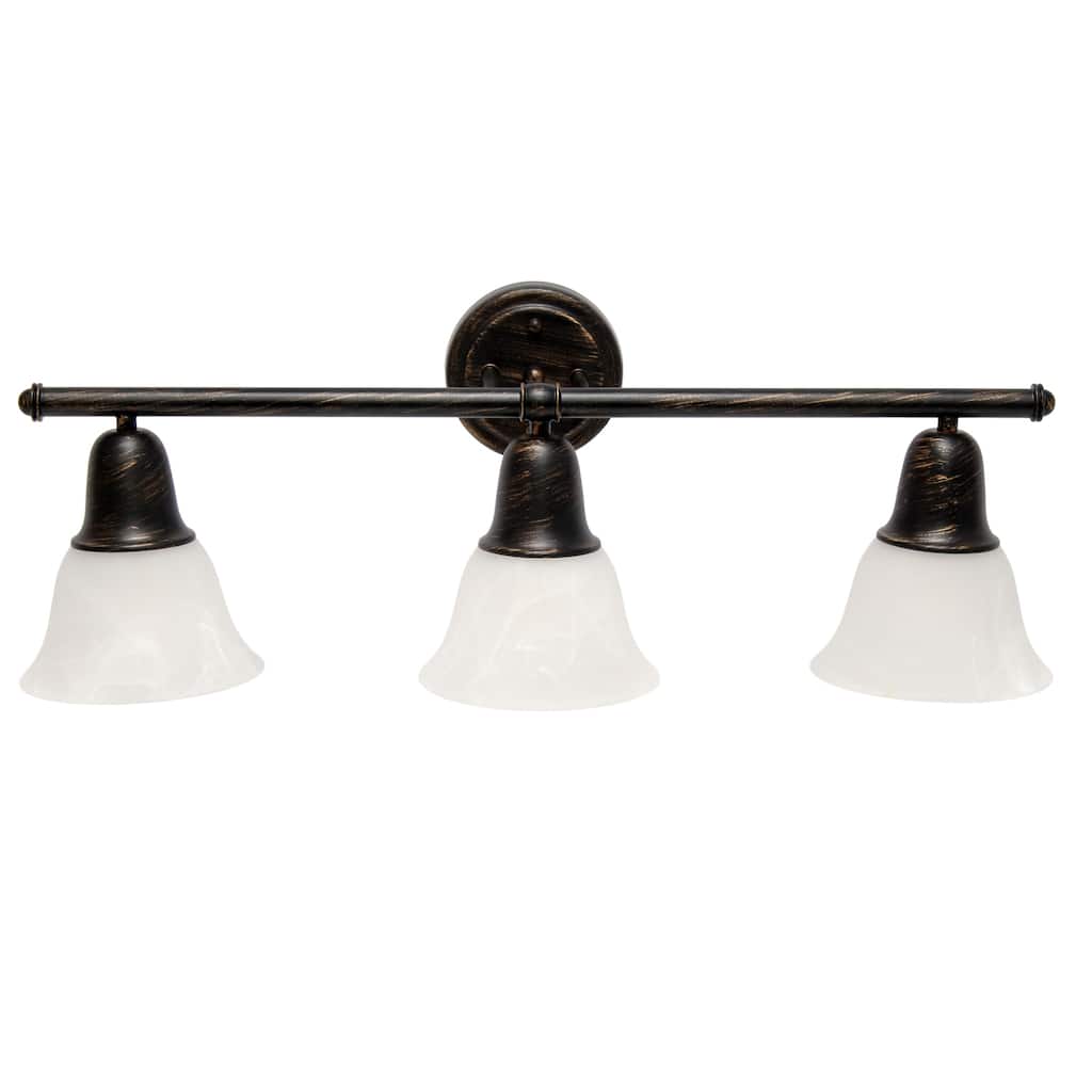 3-Light Vanity Light Fixture - Metal & Alabaster Glass - Bathroom Uplight Downlight - Hallway Entryway - 9.7