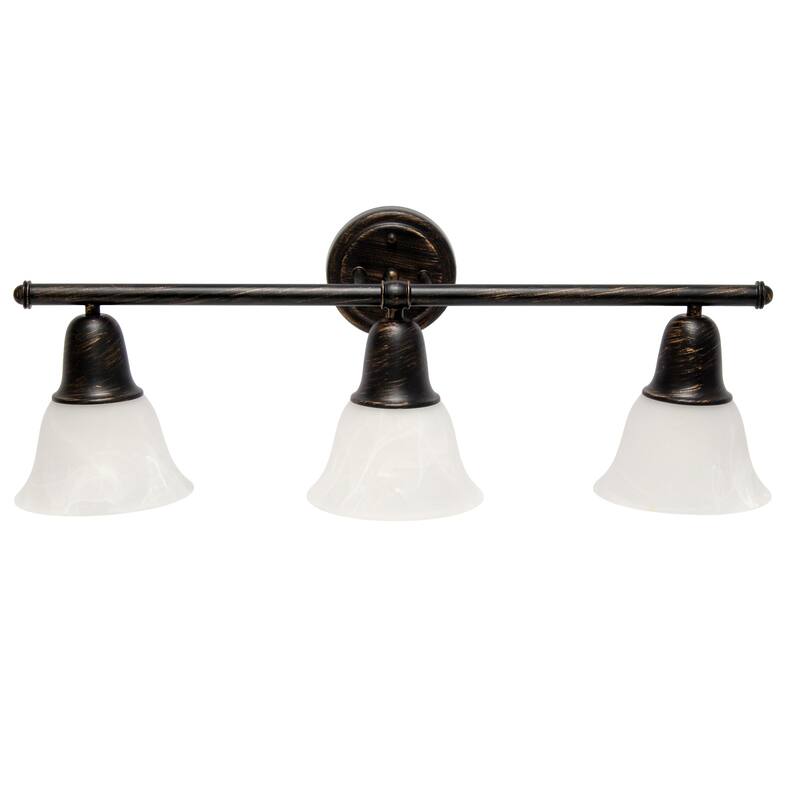 3-Light Vanity Light Fixture - Metal & Alabaster Glass - Bathroom Uplight Downlight - Hallway Entryway - 9.7
