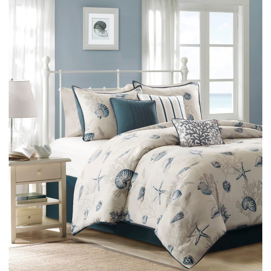 GDF Studio - Bayside 7-Piece Cotton Sateen Comforter Set with Decorative Pillows