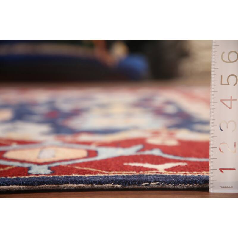 Traditional Navy Blue Heriz Indian Rug Hand-Tufted Carpet