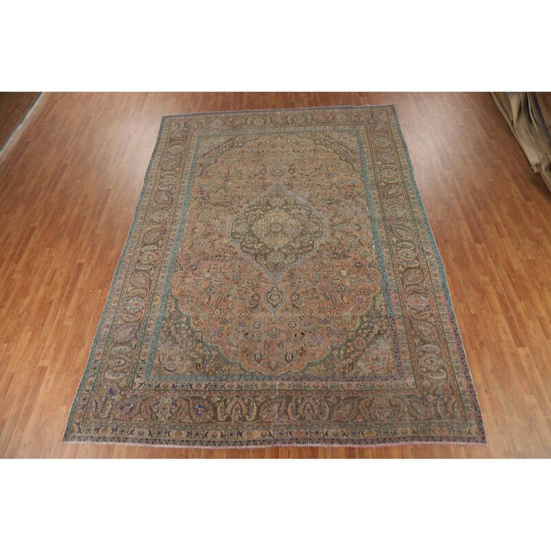 Traditional Mashad Persian Area Rug Handmade Wool Carpet - 9'3" x 12'10"