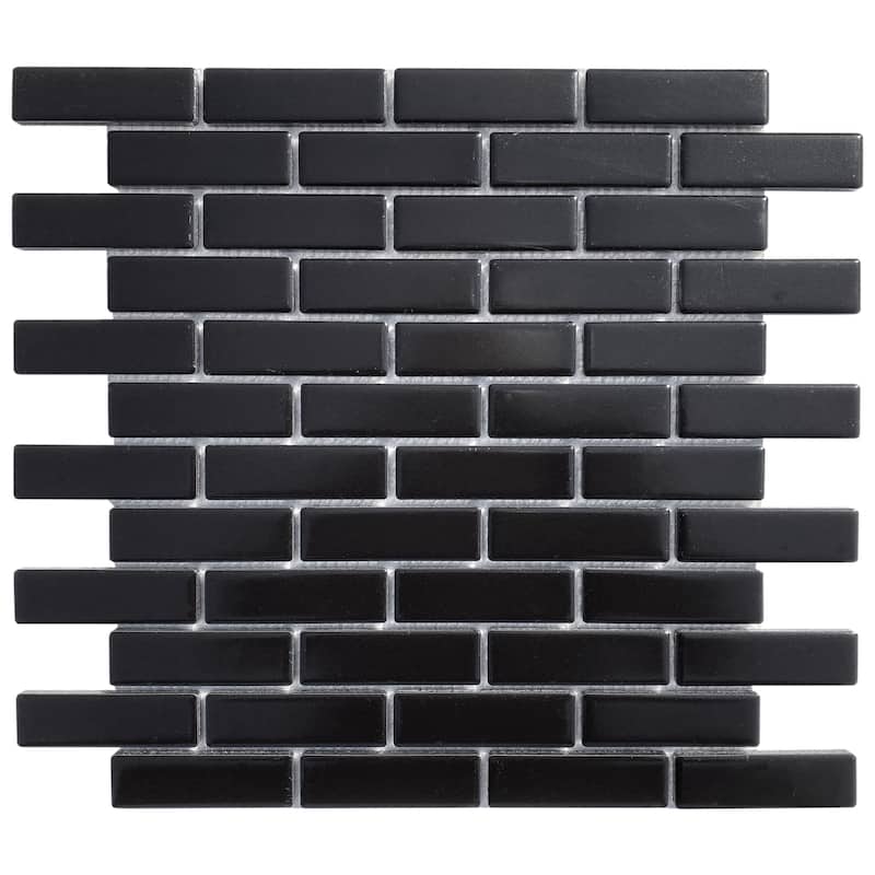 Rivonia 1" x 3" Brick Matt Porcelain Mosaic Tile - 5 Sheets (4.70 sf) - Black