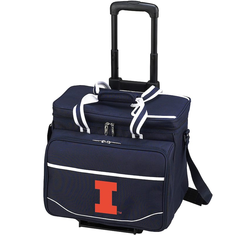 NCAA Illinois Fighting Illini Insulated Equipped Picnic Cooler for Four on Wheels