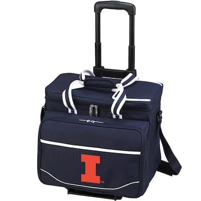 NCAA Illinois Fighting Illini Insulated Equipped Picnic Cooler for Four on Wheels