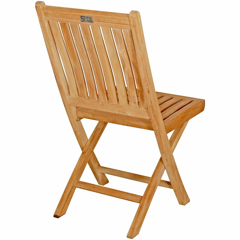 Seven Seas Teak Naples Outdoor Patio Folding Side Chair, set of 2