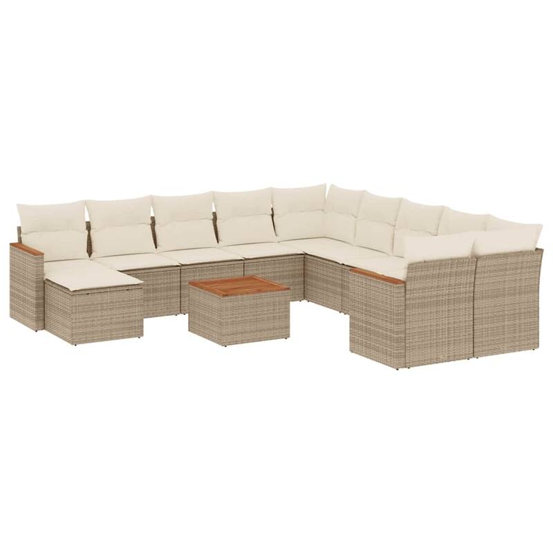 vidaXL Patio Sofa Set with Cushions Outdoor Conversation Furniture Poly Rattan - 24.4 x 24.4 x 27.2 in