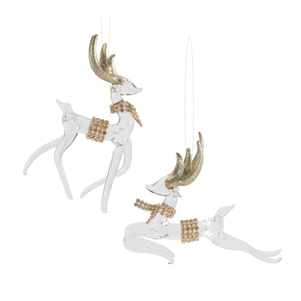 Glass Deer Ornaments (Set of 6)