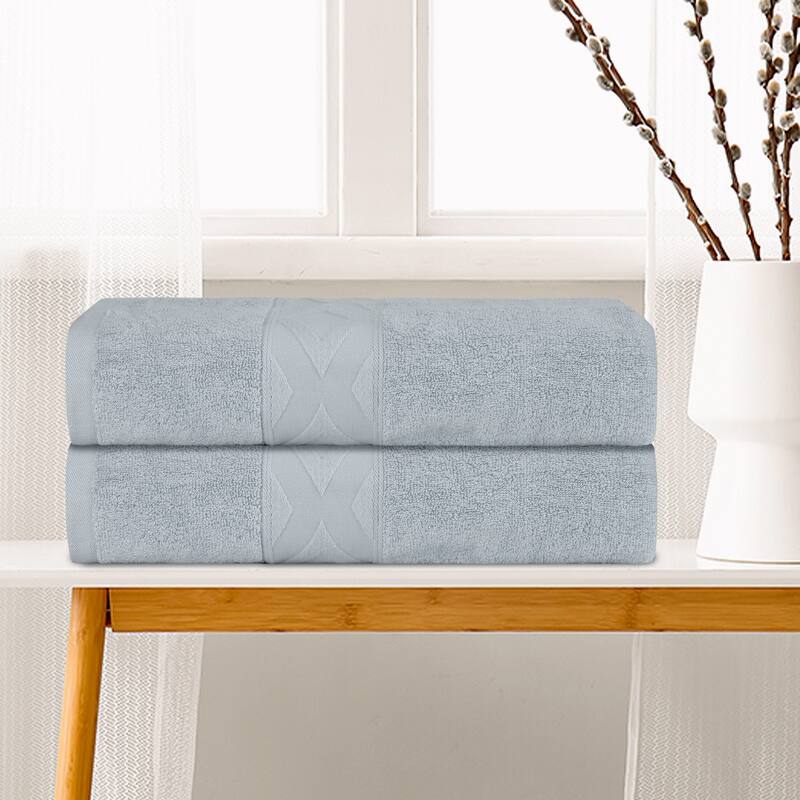 Solid Cotton Towels, 2 Piece Textured Bath Towel Set, Absorbent and Quicker Dry Large Towels for Bathroom 28" x 56"