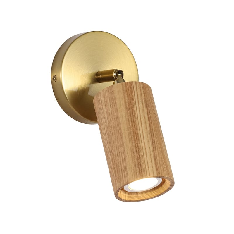 Modern Cylinder Wood Grain Dual-Mount Adjustable Wall Sconce - 4.7in