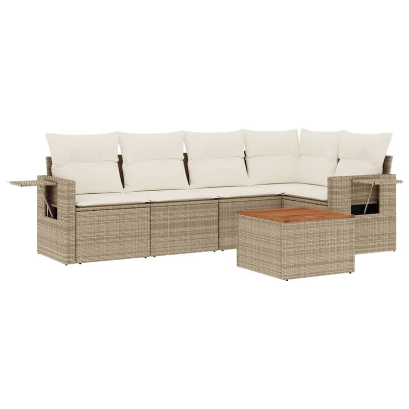 vidaXL Garden Sofa Set PE rattan Large UV-resistant materials - Beige - 21.7 x 21.7 x 14.6 in (W x L x H)