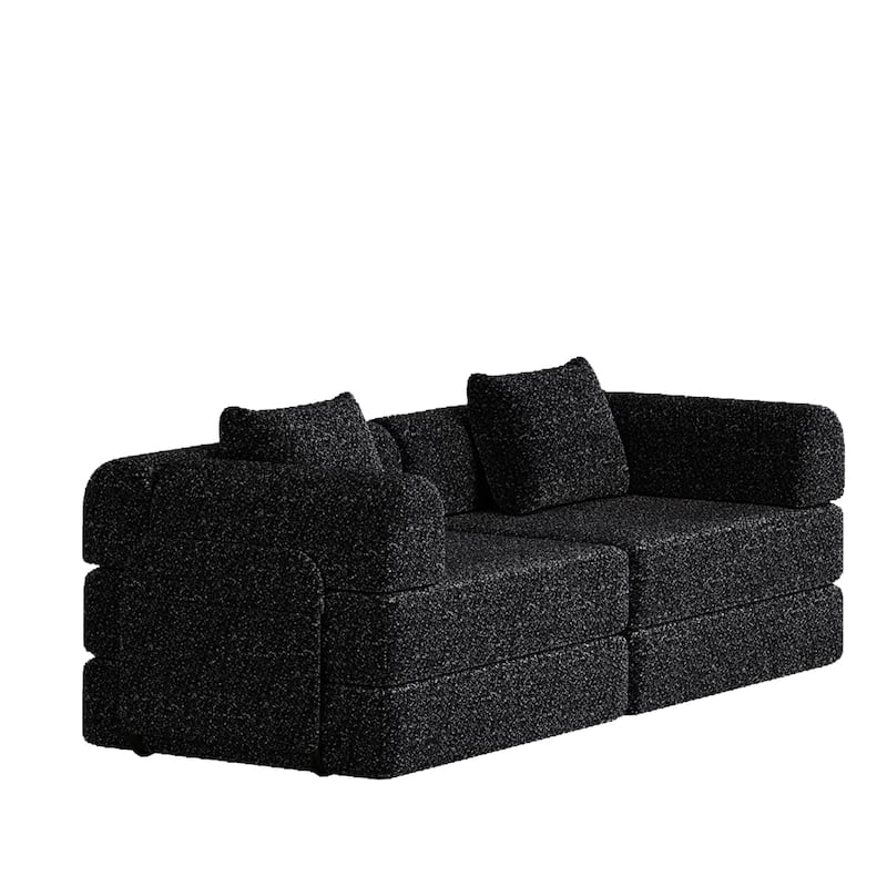 Floor Standing Chenille Sleeper Sofa Bed Folding Loveseat Couch