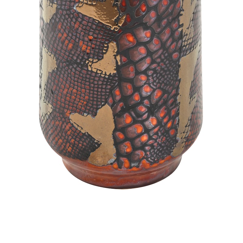Ceramic Snakeskin Inspired Vase - Silver - Roche River Decor