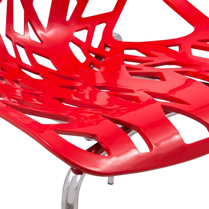 Asbury Stackable Dining Chair with Chrome Legs Side Chair with Modern Cut-Out Design Backrest