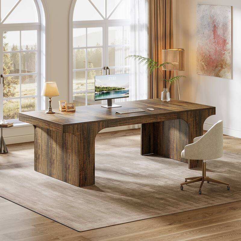 70.87" Executive Office Desk, Large Workspace Computer Desk, Simple Business Writing Table Simple Business for Home Office