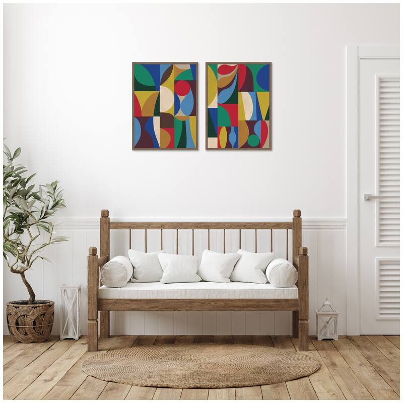 Kate and Laurel Abstract Deep 2 Piece Framed Canvas Wall Art Set by Rachel Lee
