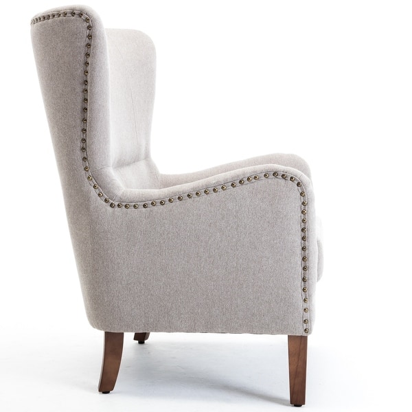 Shop Belleze Mid Century Wingback Chair Nailhead Trim Armrest Club