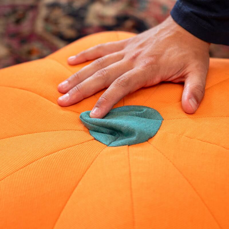 Indoor Outdoor Pumpkin Fall Harvest Pouf Ottoman - 24" - Orange