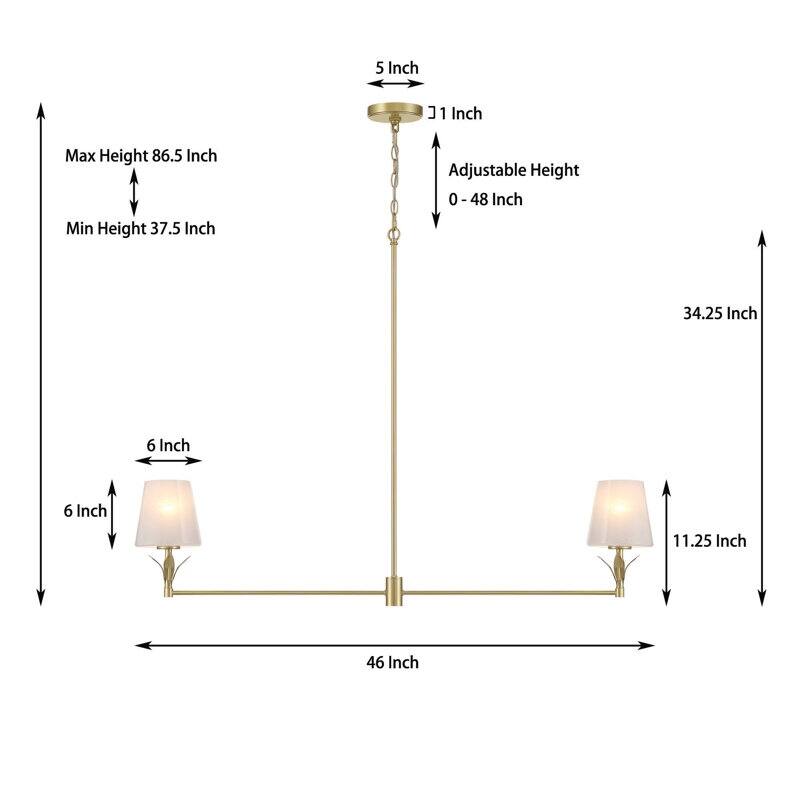 Acroma - 2 Light Gold Steel & Glass Dimmable Modern Linear Chandelier - N/A